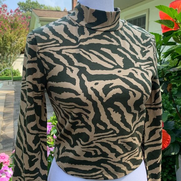 ASOS Noisy May Organic Cotton High Neck Zebra Print Top - Picture 2 of 14